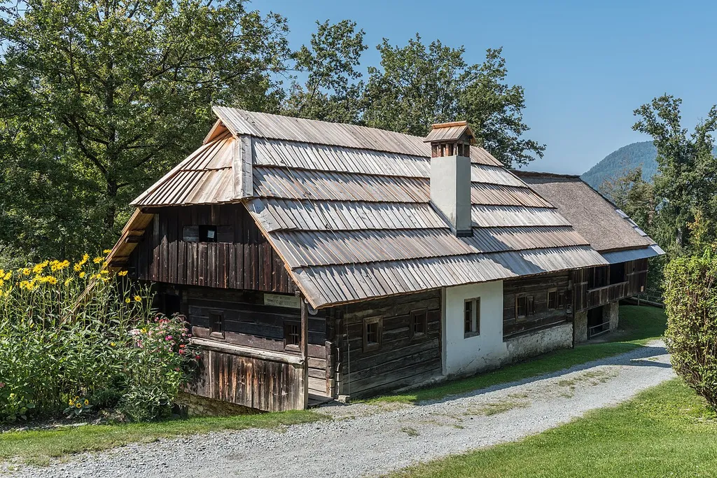 «Urch house» (historic farmhouse), open air museum, market town Maria Saal, district Klagenfurt Land, Carinthia, Austria, EU