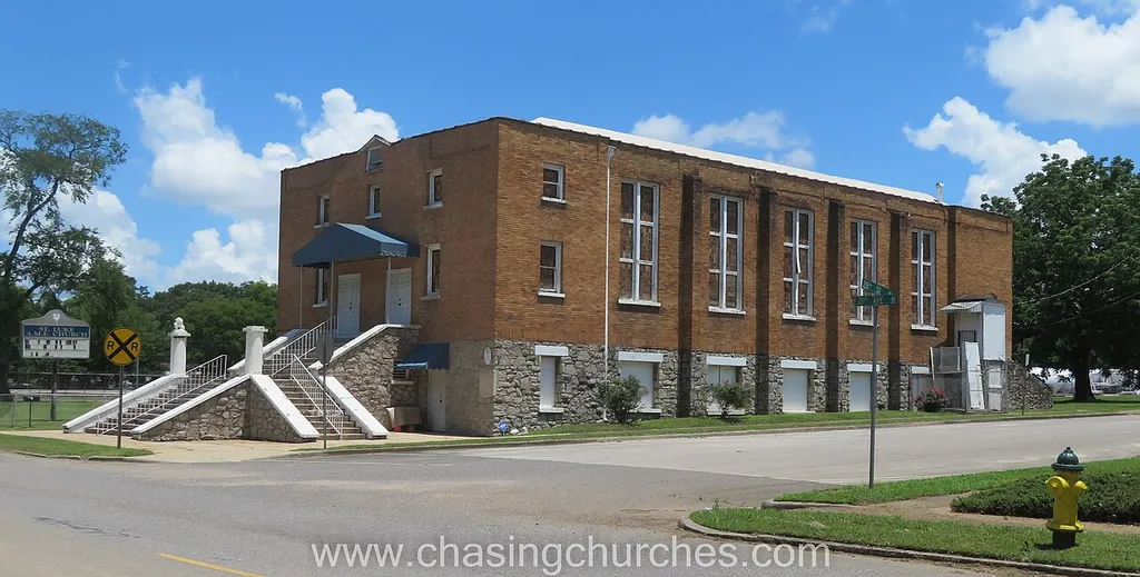Exterior of St. Luke A.M.E. on 21st St. North in Birmingham from northwest on June 27, 2021. The church was designed by Wallace Rayfield and constructed in 1926