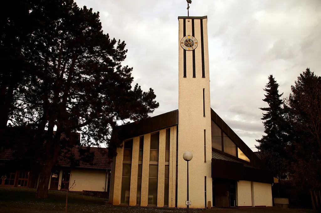 Protestant church in Frei-Laubersheim, Rhineland-Palatinate, Germany: view from south east