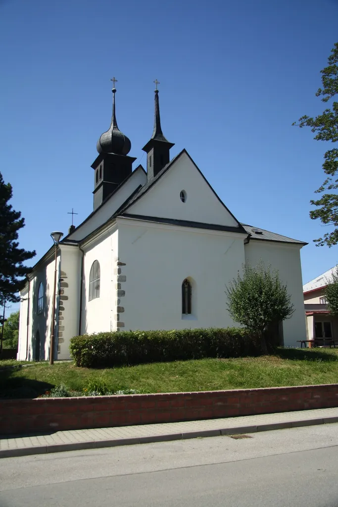 Overview of church of Saint Martin in Bory, Žďár nad Sázavou District.