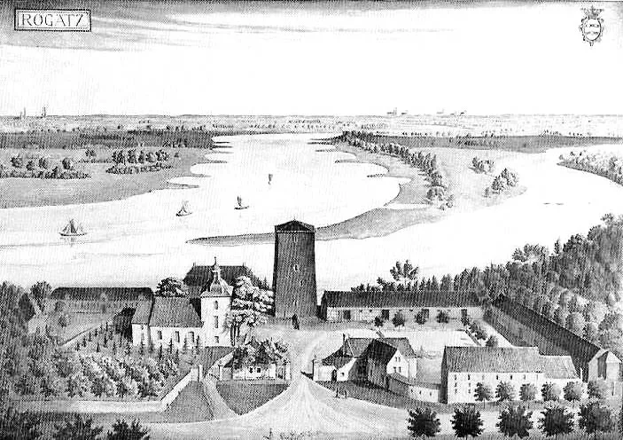 Die ehemalige Burg Rogätz um 1850 - Zeichnung von Wigboldus