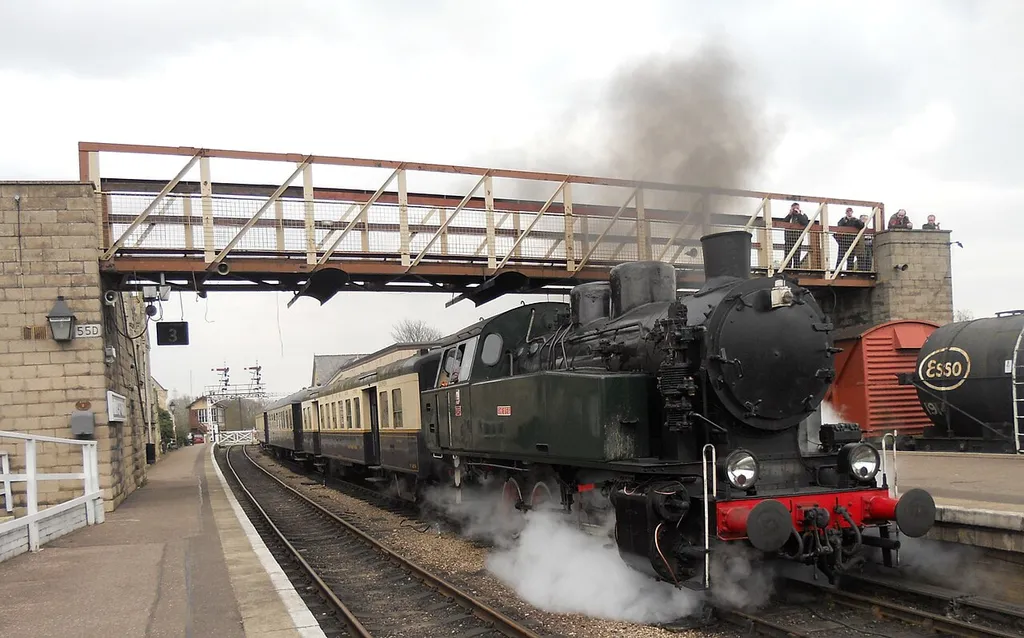 Polish 0-8-0T Class Slask No. Tkp 5485 departs Wansford with a train to Yarwell.