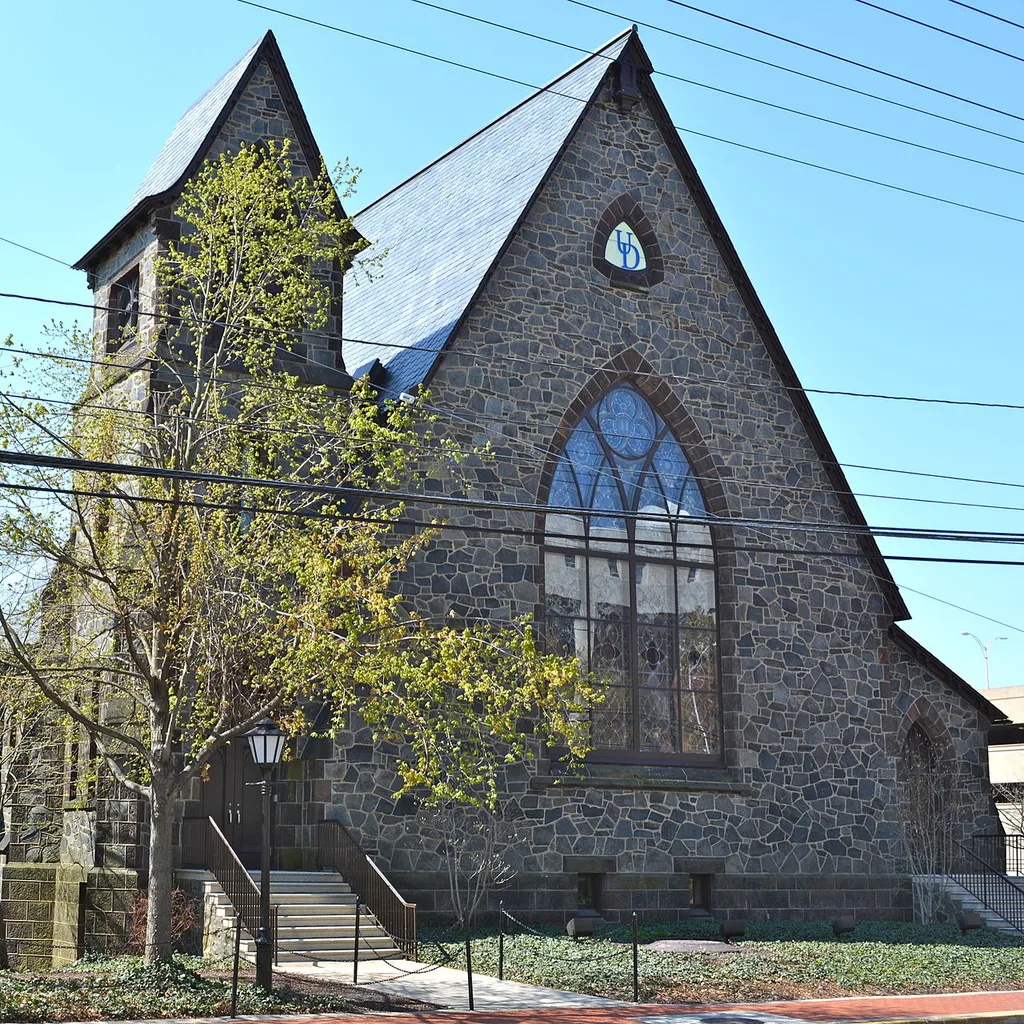 Old First Presbyterian Church listed on the NRHP on May 7, 1982 (#82002347) on W. Main St., right next to the UDel Tranbant Center, 39°40′57″N 75°45′25″W Newark, Delaware. The building is now owned and used by the University of Delaware, but not as a church.