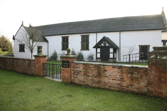 Calveley Chapel, Calveley, Cheshire. A 17th-century former coach house that in the 19th century was converted into a private chapel. It is now a chapel of ease to St Boniface's parish church, Bunbury.