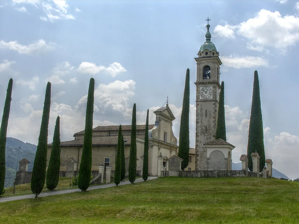 Collina d'Oro, Tessin, Switzerland - The Sant'Abbondio church - External view