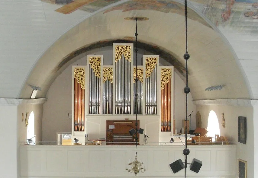 The new church organ in the church of Riseberga in southern Sweden