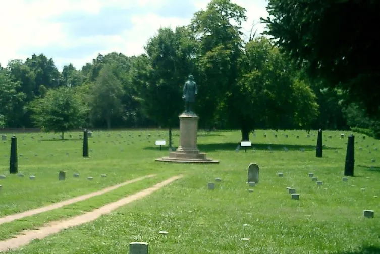 A picture of Fredericksburg National Cemetery, adjacent to the National Battlefield Park in Virginia. Taken by author on July 8th, 2006.