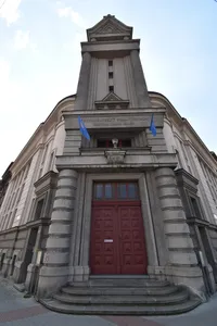 Portal of Evangelical church in Pilsen