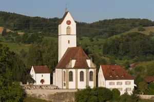 parish yard with catholic church St. Nikolaus