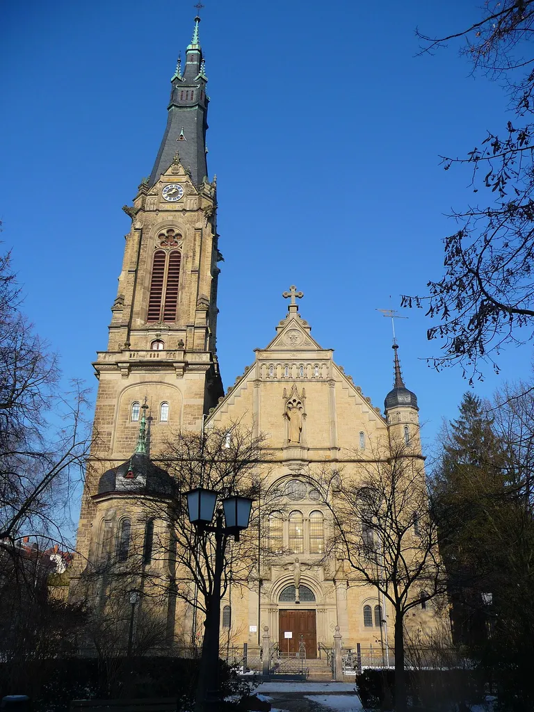 Heidelberg (Weststadt) - evangelische Christuskirche, Ansicht von Süden mit Hauptportal