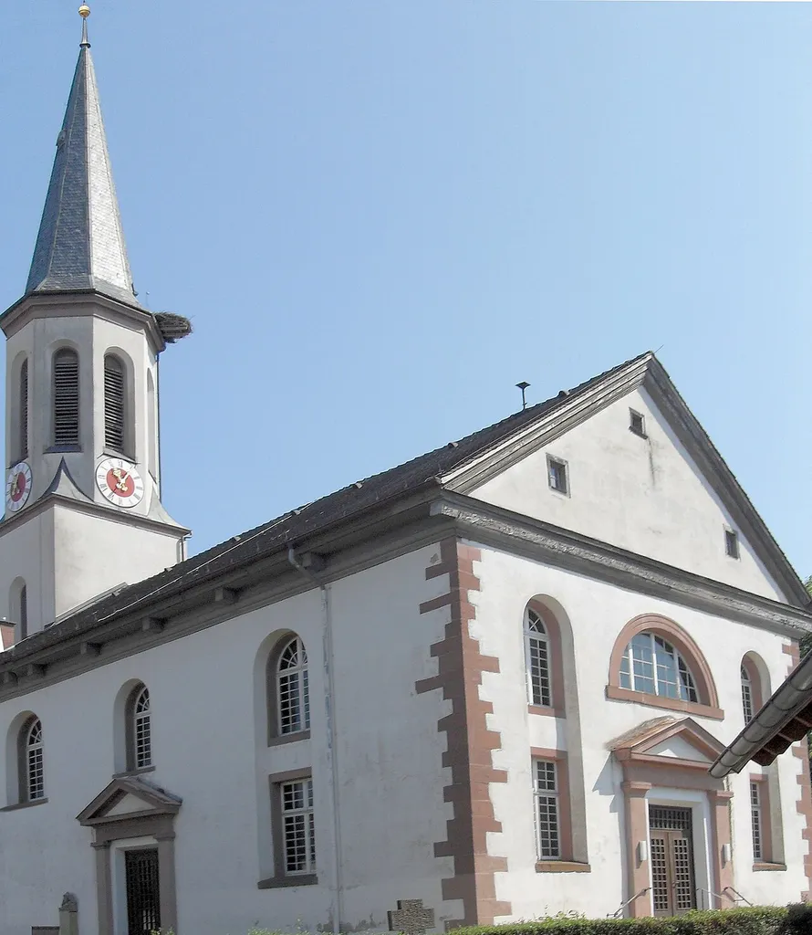evangelische Kirche Vörstetten, 1803 nach Plänen von Friedrich Weinbrenner erweitert, 1860 sowie 1978/79 renoviert