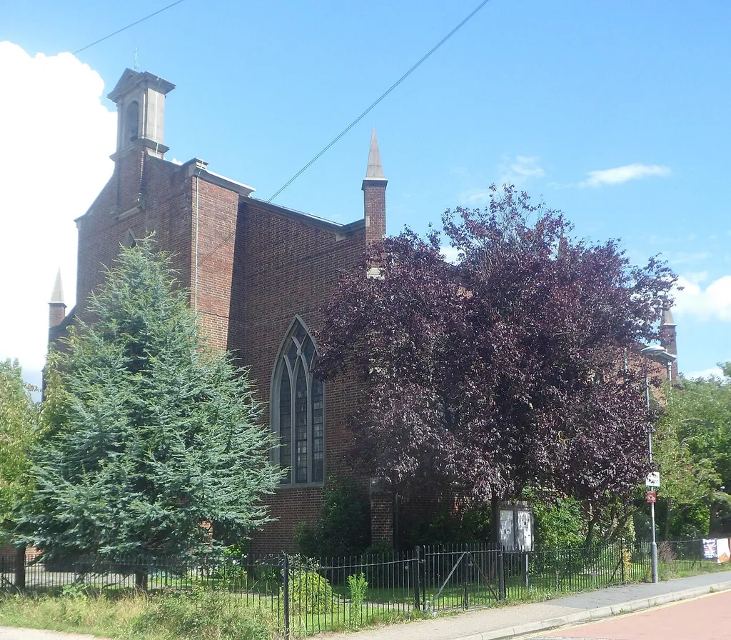 St Philip's Church, Hawthorn Crescent, Highbury, Cosham, City of Portsmouth, England. An extraordinary and richly decorated Anglican parish church in an anonymous suburban area of Cosham, part of the city of Portsmouth.