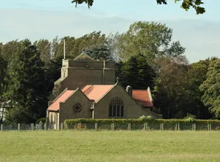 All Saints' Church, Barnacre On the map the church appears to straddle the gridline, as does the photographer's position.