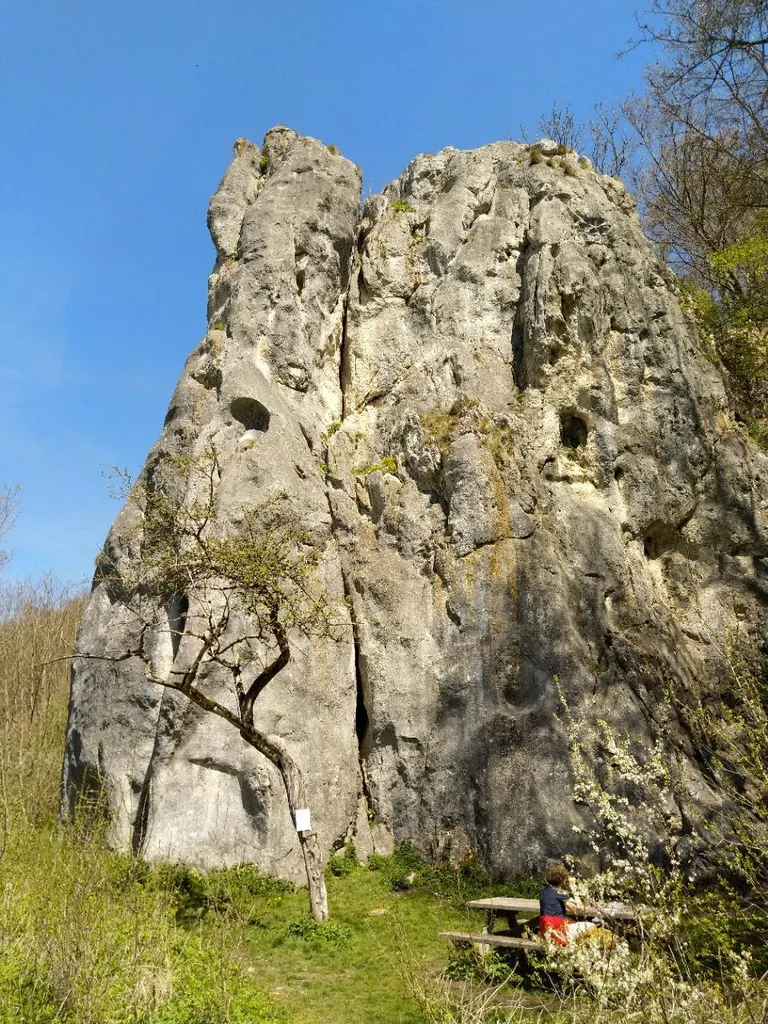 Ansicht des Fischerfelsens (auch Bindstein genannt) im Eselsburger Tal