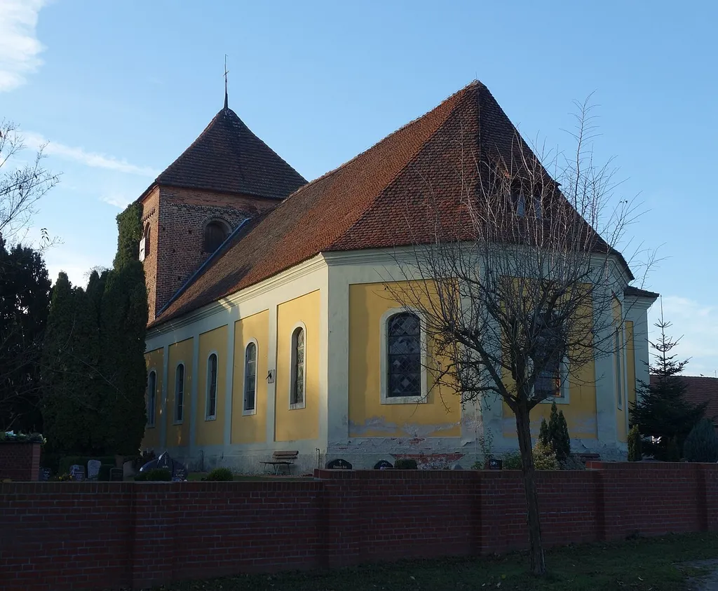 South-eastern view of church in Hohennauen, Seeblick municipality, Havelland district, Brandenburg state, Germany.