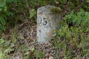 Kilometerstein 105 KM im Eibacher Forst