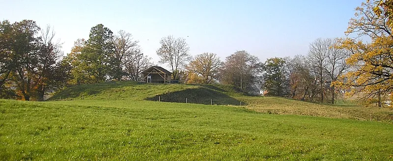 Burgstall Dasing (Landkreis Aichach-Friedberg, Bayerisch-Schwaben). Gesamtansicht von Süden. Eigene Aufnahme, Nov. 2007 / Former Dasing Castle near Augsburg (Bavaria, Germany). Total view from the south. Own photo, Nov. 2007