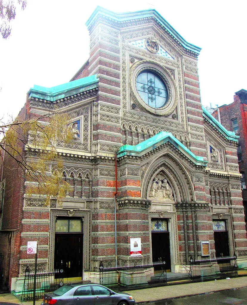 The St. Aloysius Catholic Church is a Roman Catholic parish church in the Archdiocese of New York, located at 207-217 West 132nd Street between Adam Clayton Powell Jr. Boulevard and Frederick Douglass Boulevard in the Harlem neighborhood of Manhattan, New York City. It was built in 1902-04 and was designed by William W. Renwick – the nephew of James Renwick Jr. – in the Italian Gothic Revival style. It has been called a "little-known treasure". (Source: Guide to NYC Landmarks (4th ed.))