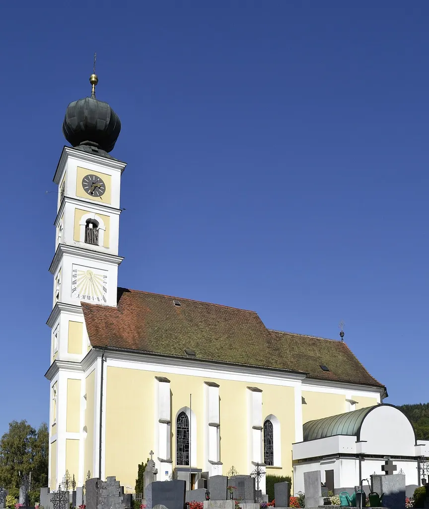 The Saint George church of Wernstein am Inn in Upper-Austria.