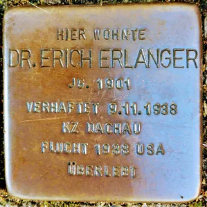 Stolperstein dedicated to Erich Erlanger
