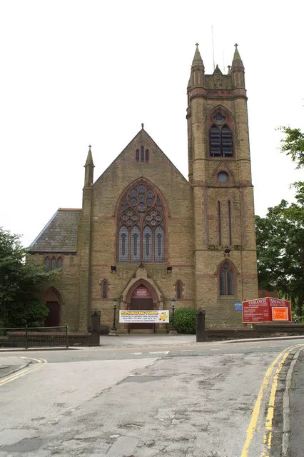 Emmanuel Church, Ormskirk. At the opposite end of Derby Road from the Parish Church is this very ecumenical church - Methodist and United Reformed. Its tower also carries two communications masts.