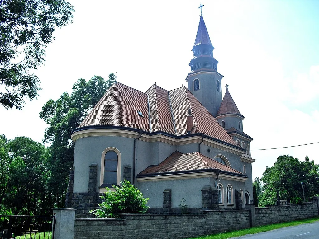 Odry, Nový Jičín District, Czech Republic, part Tošovice. St. Martin's Church, designed by Leopold Bauer from 1914-1916.