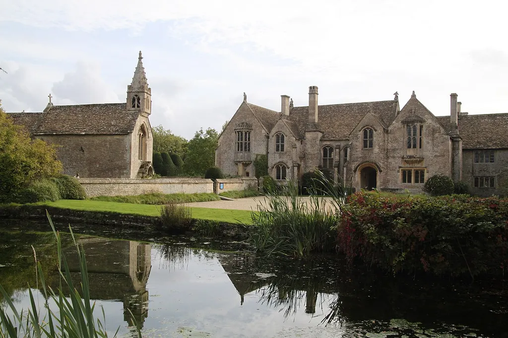 Great Chalfield Manor north front and church