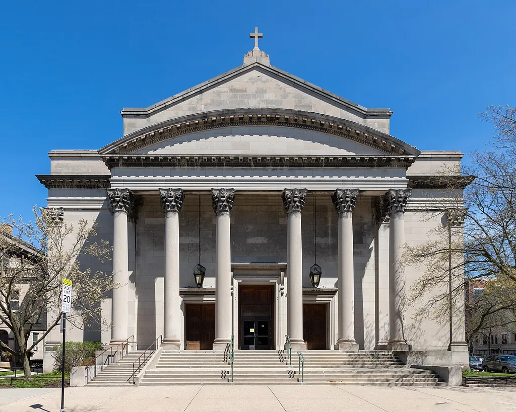 St. Ignatius Catholic Church, Chicago, Illinois. Architect: Henry J. Schlacks. Interior: John Mallin, including mural paintings. Formal dedication: September 16, 1917. The structure is based on the design of Il Gesu, a Neoclassical Jesuit church in Rome.