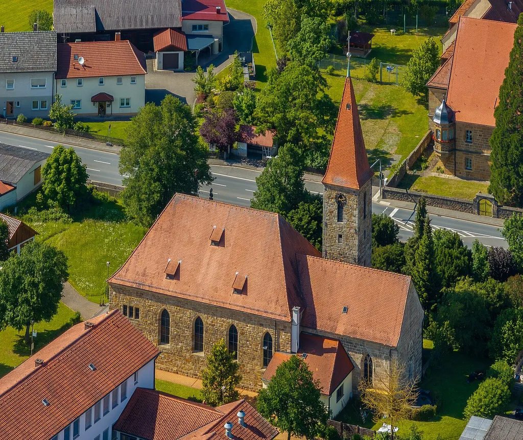 Assumption of the Virgin Mary (Hochstadt am Main), aerial view