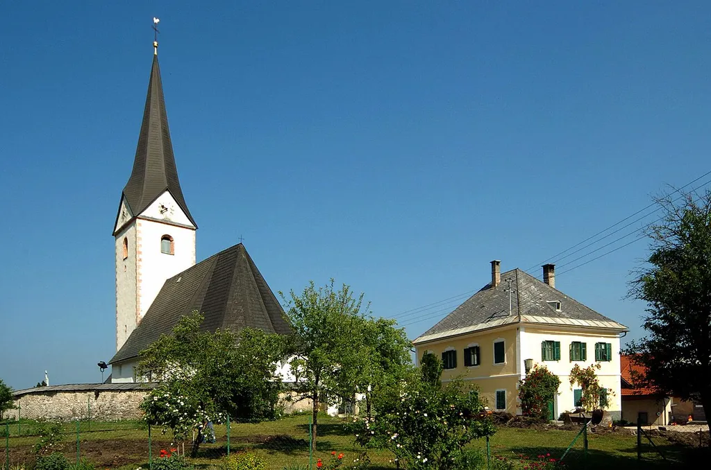 Parish church Saint Margaret and rectory in Sankt Margareten im Rosental, municipality Sankt Margareten im Rosental, district Klagenfurt Land, Carinthia, Austria, EU