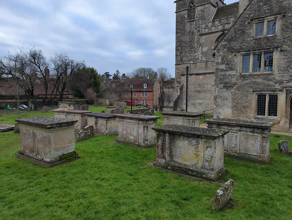 Group Of Seven Monuments In Churchyard South Of South Aisle Of Church Of St Cyriac (monument in Lacock, Wiltshire, England, UK)