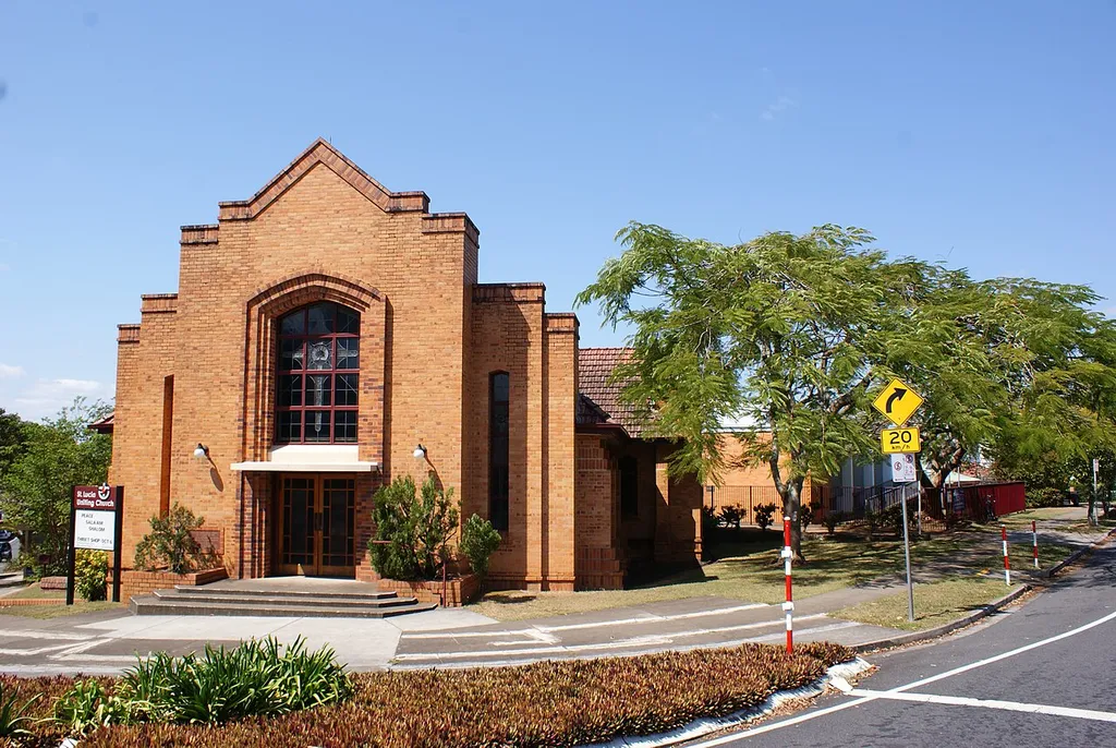 Photo of the elevation of the Presbyterian Church in St Lucia on Hawken Drive.