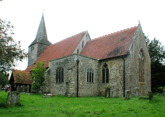 Parish church of St Mary the Virgin, High Halden, Kent, seen from the southeast, showing the south chapel