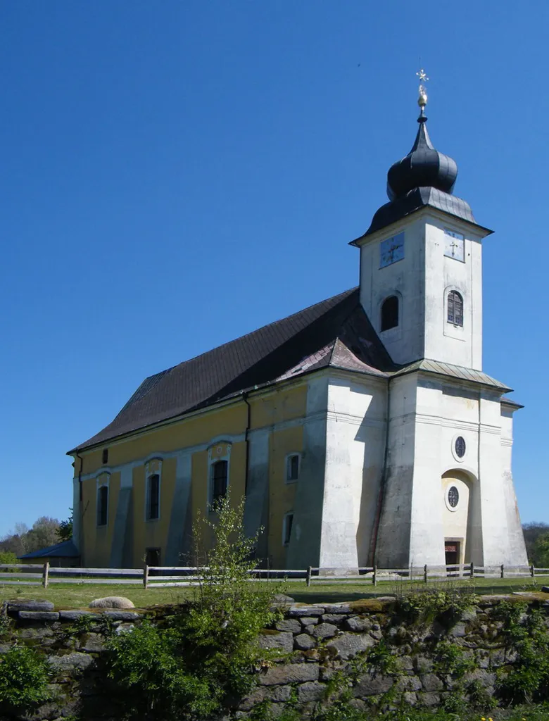 A church in Lobendava, Czech Republic viewed from northeast.
