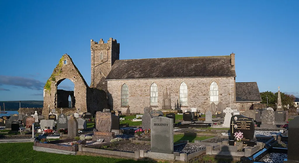 East window of the choir and crossing tower of the Augustinian Priory in Dungarvan, attached to the modern Church of St. Augustine.