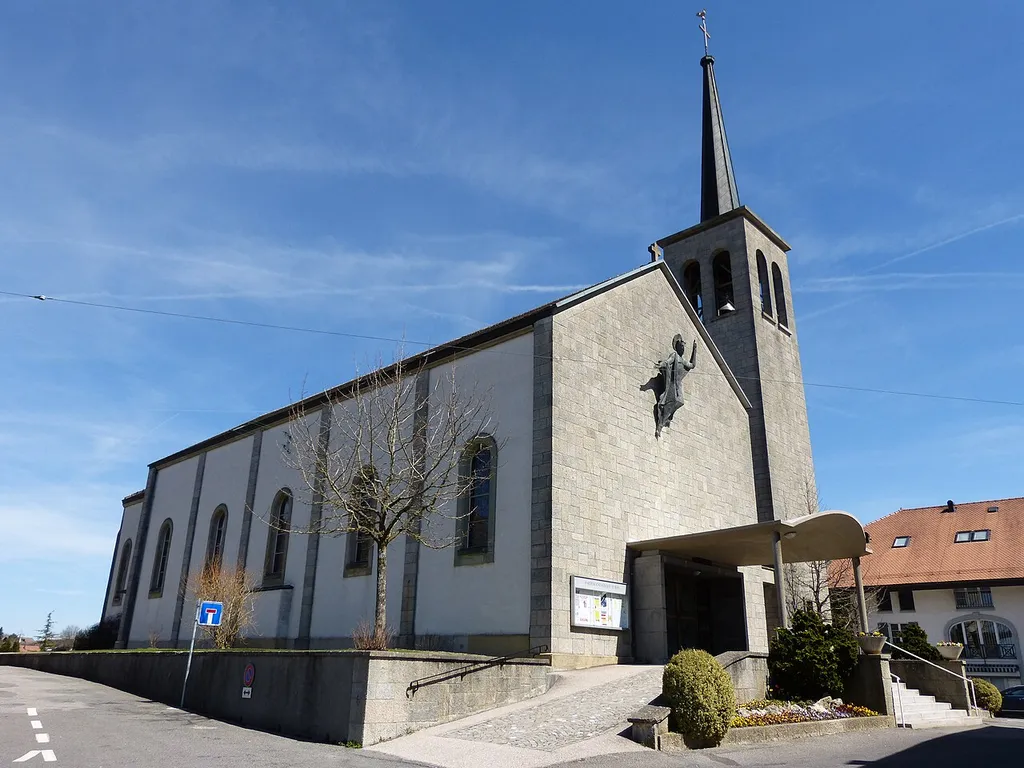 West view of the church saint John the Evangelist in Échallens.