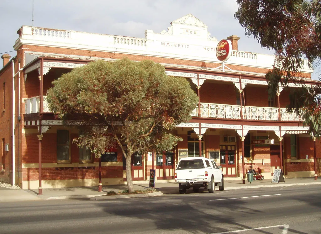 The Majestic Hotel of Cooper's Crossing. Now known as the Club Hotel in Minyip