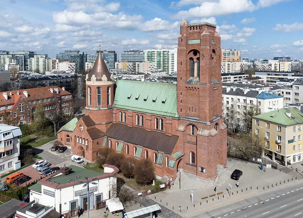 Church of the Immaculate Conception of St. Mary in Warsaw. Aerial view from south-east.