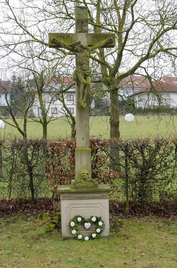 Friedhof, Friedhofkreuz, 1750.Kirchenpfad, Hambach, Dittelbrunn, Landkreis Schweinfurt, Unterfranken, Deutschland