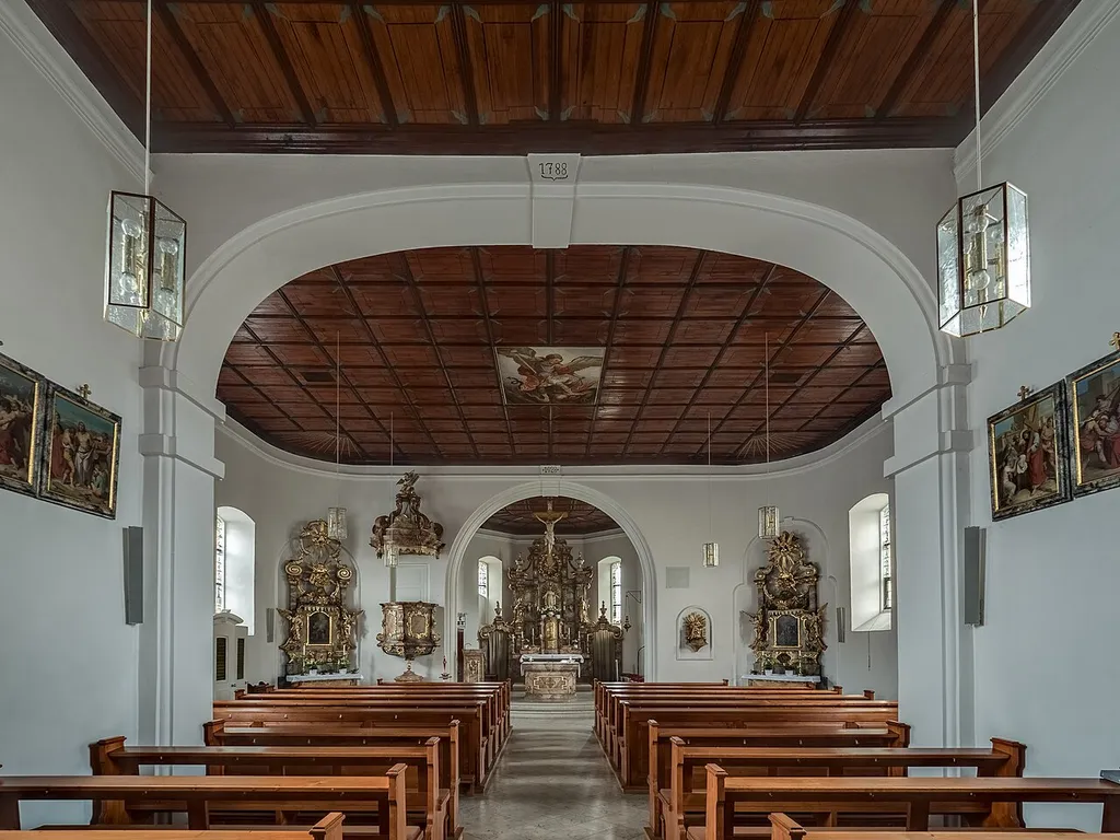 Interior of St. Wendelin Church in Tütschengereuth