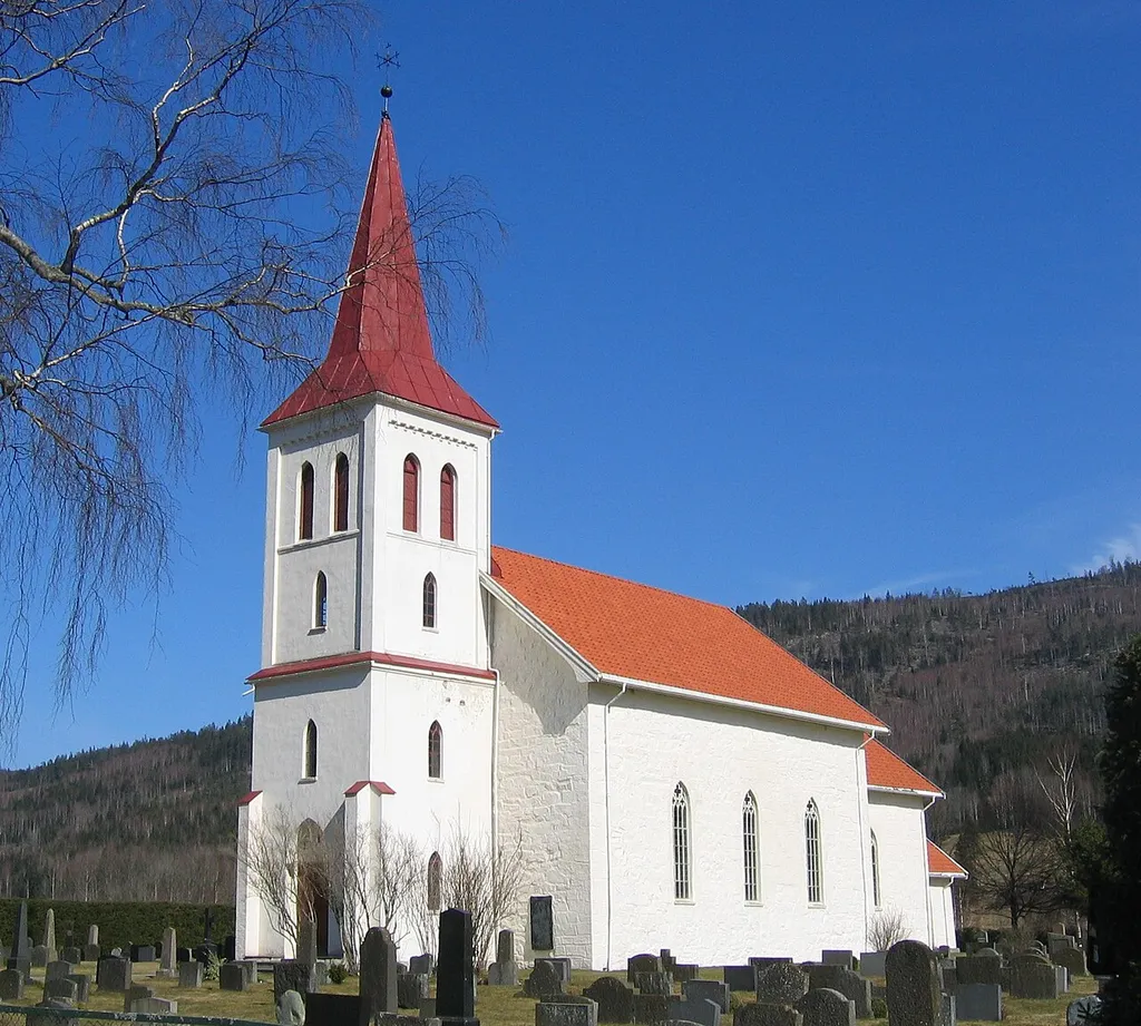 Efteløt kirke, Efteløt church, Kongsberg This is a photo of a monument in Norway, number: 84051 in the Norwegian Directorate for Cultural Heritage database.
