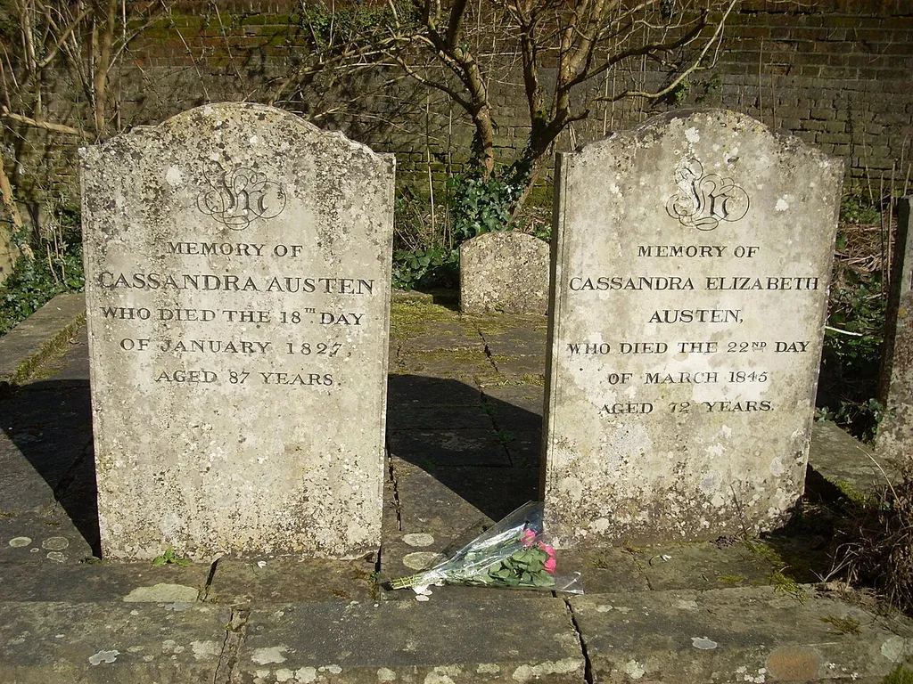 Monument To Cassandra Austen And Cassandra Elizabeth Austen, South Of Church Of St Nicholas. 19th century, Grade II listed. .mw-parser-output .messagebox{margin:4px 0;width:auto;border-collapse:collapse;border:2px solid var(--border-color-progressive,#6485d1);background-color:var(--background-color-neutral-subtle,#fbfcff);color:var(--color-base,#202122);box-sizing:border-box;border-inline-start-width:8px}.mw-parser-output .messagebox.mbox-small{font-size:88%;line-height:1.25em}.mw-parser-output .mbox-warning,.mw-parser-output .mbox-speedy{border:2px solid var(--border-color-error,#b22222);background:var(--background-color-error-subtle,#ffdbdb);border-inline-start-width:8px}.mw-parser-output .mbox-serious,.mw-parser-output .mbox-delete,.mw-parser-output .mbox-stop{border:2px solid var(--border-color-error,#b22222);border-inline-start-width:8px}.mw-parser-output .mbox-issue,.mw-parser-output .mbox-content{border:2px solid #f28500;background:var(--background-color-warning-subtle,#ffe);border-inline-start-width:8px}.mw-parser-output .mbox-query,.mw-parser-output .mbox-style{border:2px solid #f4c430;background:var(--background-color-warning-subtle,#ffe);border-inline-start-width:8px}.mw-parser-output .mbox-shit{border:2px solid #960;border-inline-start-width:8px}.mw-parser-output .mbox-license{border:2px solid #88a;border-inline-start-width:initial}.mw-parser-output .mbox-legal{border:2px solid var(--border-color-notice,#666);background:var(--background-color-base,#fff);border-inline-start-width:8px}.mw-parser-output .mbox-honor{border:2px solid #ca3;background:var(--background-color-warning-subtle,#fcf4db);border-inline-start-width:8px}.mw-parser-output .mbox-growth{border:2px solid #8d4;background:var(--background-color-success-subtle,#d5fdf4);border-inline-start-width:8px}.mw-parser-output .mbox-move{border:2px solid #93c;border-inline-start-width:8px}.mw-parser-output .mbox-protection,.mw-parser-output .mbox-message{border:2px solid var(--border-color-base,#aaa);bord