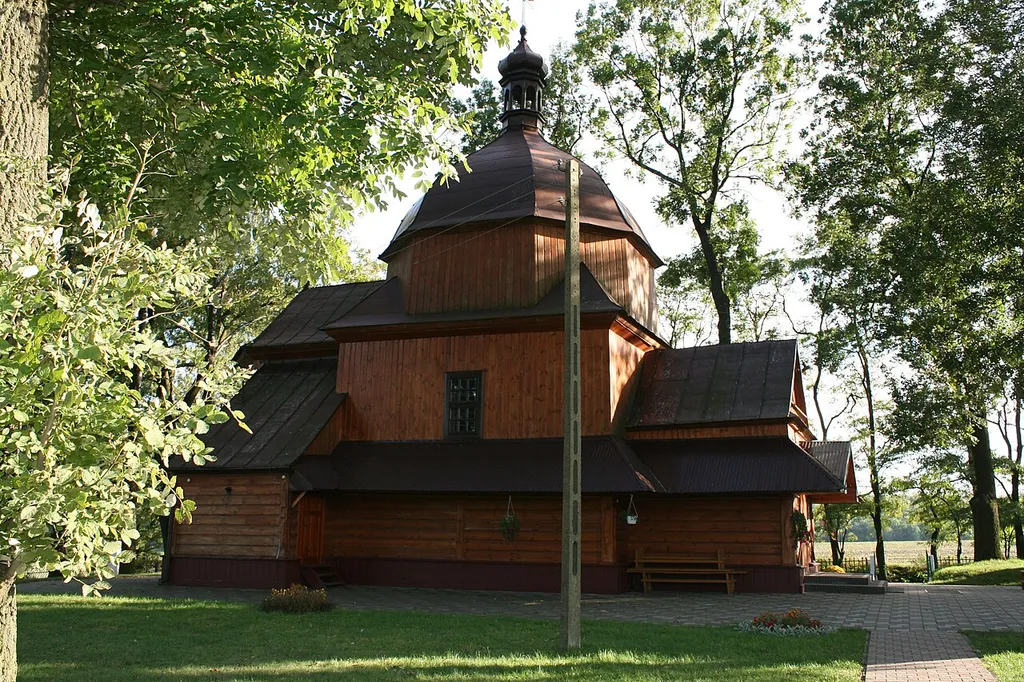 Former Greek catholic church of the Nativity, now Roman catholic church Our Lady of Graces in Szpikołosy, Poland