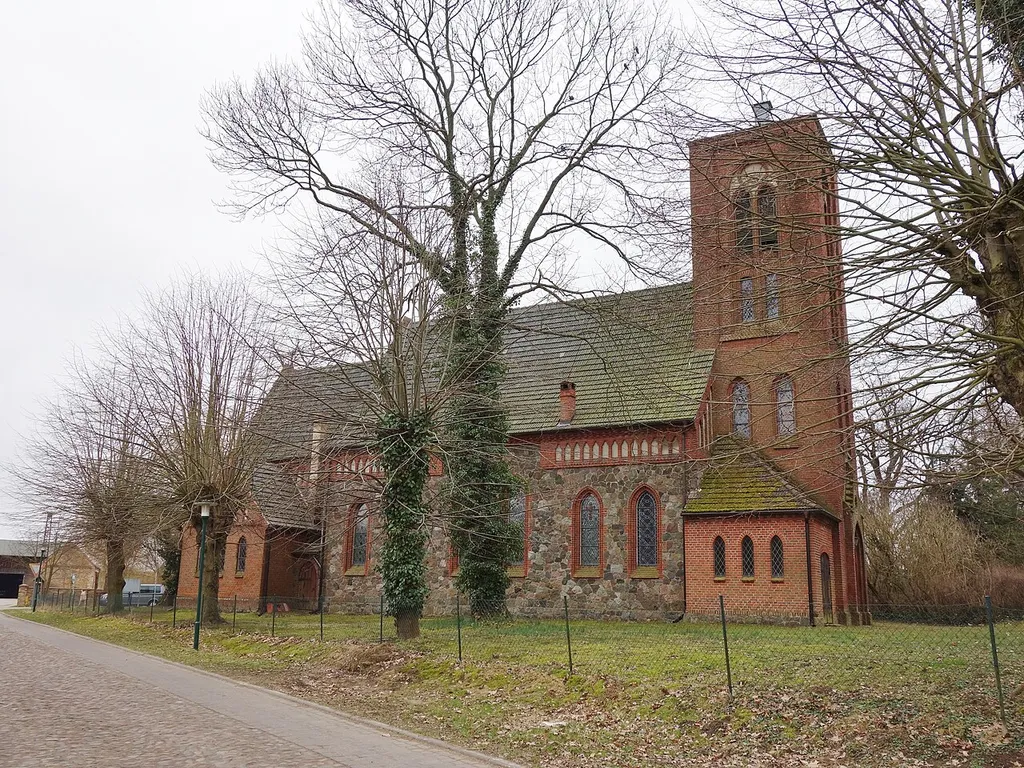 Northern view of Rohrlack church, Temnitztal municipality, Ostprignitz-Ruppin district, Brandenburg state, Germany