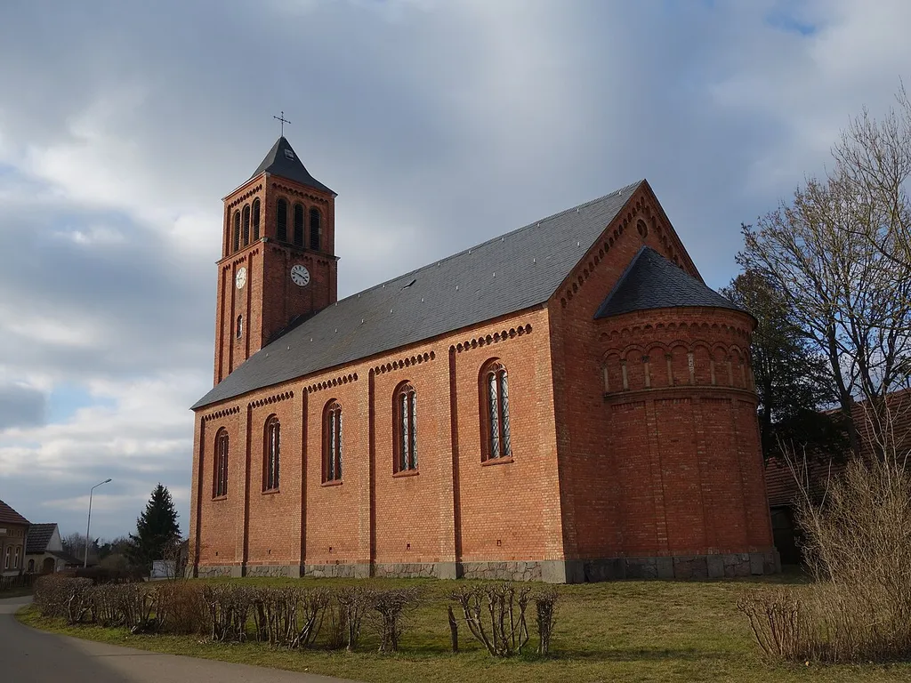 South-eastern view of Teetz church, Kyritz municipality, Ostprignitz-Ruppin district, Brandenburg state, Germany