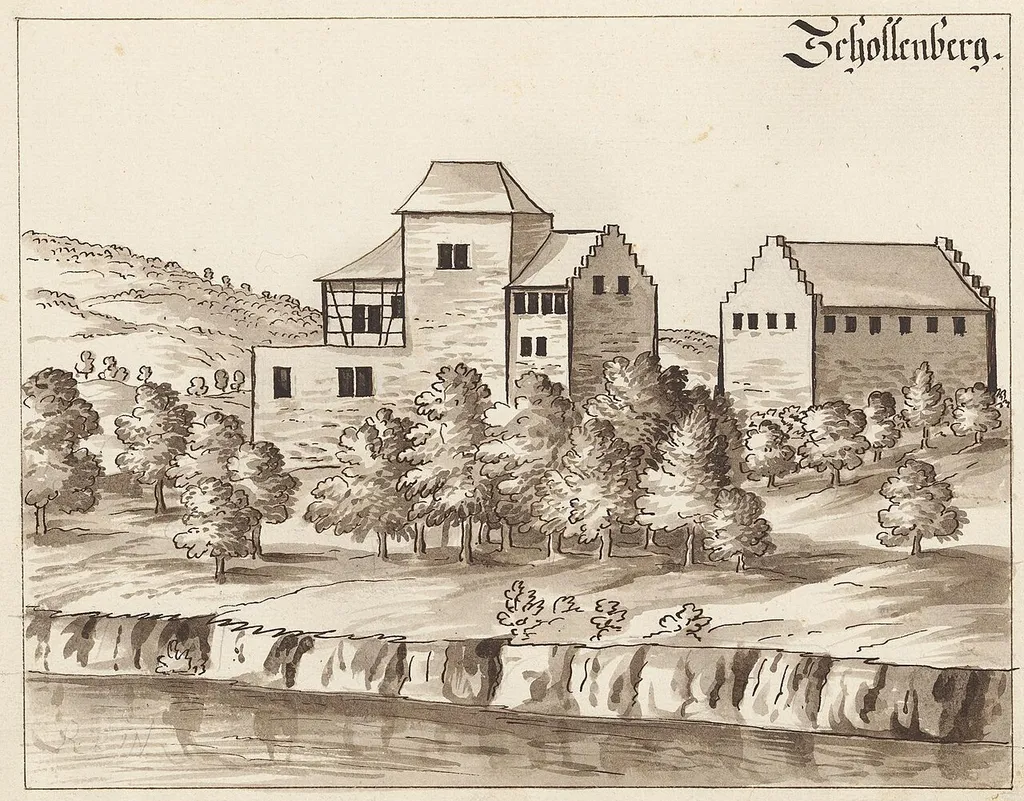 Burg Schollenberg ca. 18 Jh. Anonyme Tuschzeichnung
