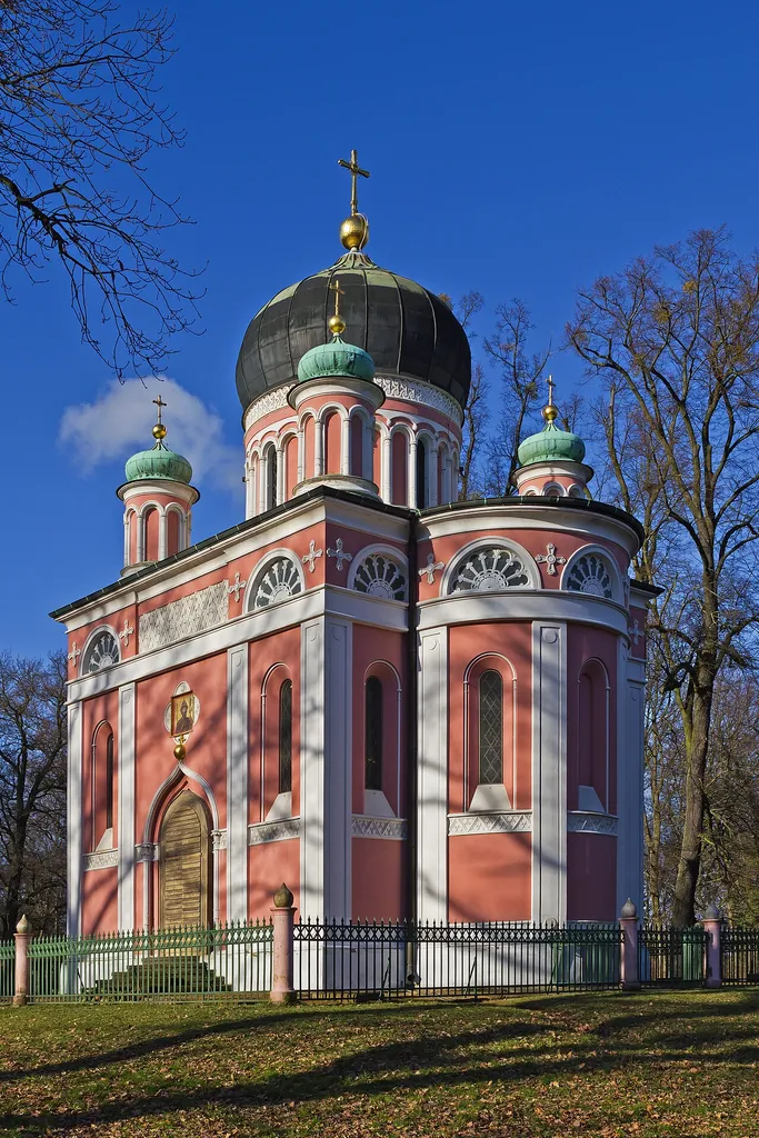 Russian settlement Alexandrowka in Potsdam, Germany. The Church of St. Alexander Nevsky.