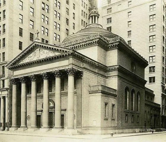 Madison Square Presbyterian Church, designed by Stanford White, built 1906; the second church by this name. Image Title: Madison Square Presbyterian Church, New York Creator: Dreyer, Louis H. -- Photographer Item/Page/Plate: 13.778 Source: "The Pageant of America" Collection / v.13 - The American spirit in architecture / (Published photographs) Source Description: Approx. 8,000 photographs Location: Stephen A. Schwarzman Building / Photography Collection, Miriam and Ira D. Wallach Division of Art, Prints and Photographs Digital ID: 98974 Record ID: 133315 Digital Item Published: 8-20-2004; updated 6-25-2010