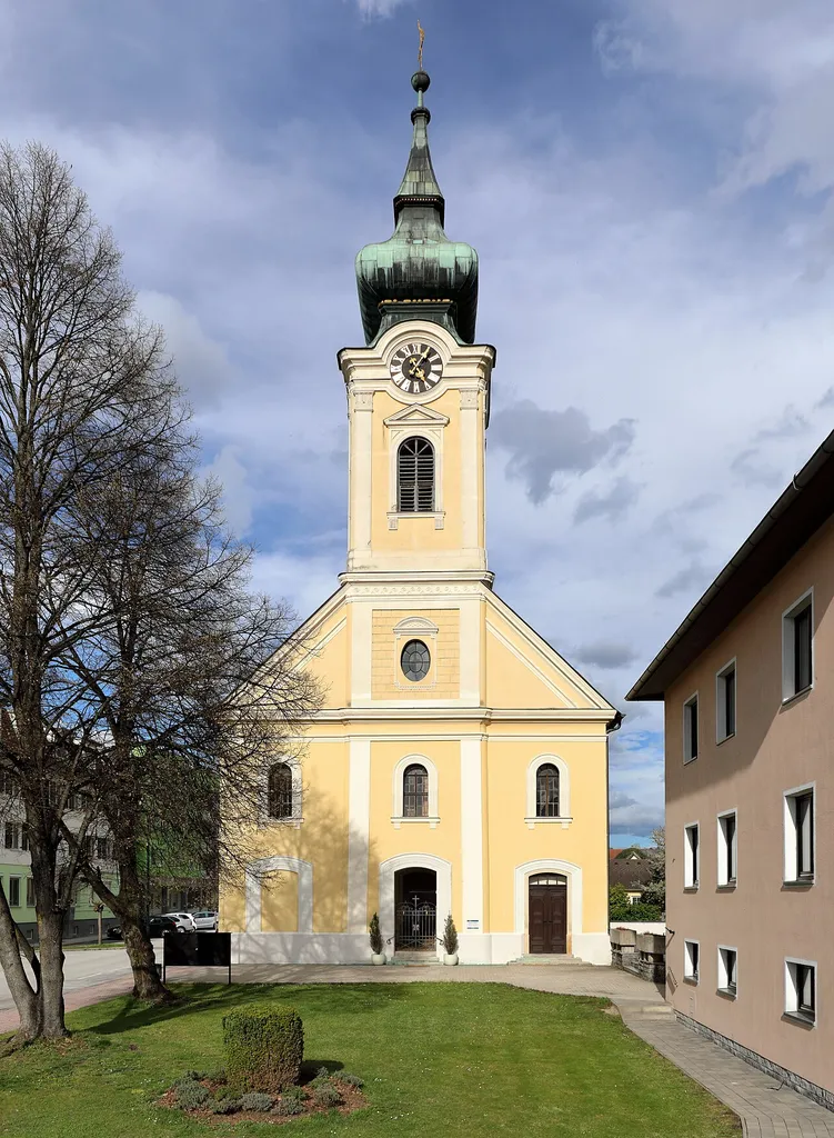 Front of the Lutheran churche in Pinkafeld, Austria.