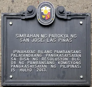 St. Joseph Parish Church, Las Piñas historical marker